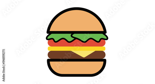 Hamburger Illustration: A Colorful and Appetizing Vector Design for Food and Menu