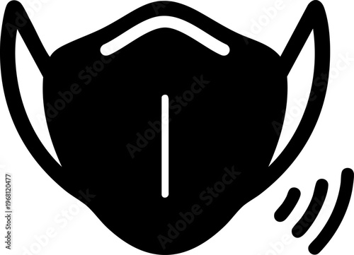 Protective face mask with air filter symbol indicating protection against pollution or illness.