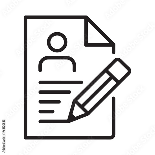 A simple line drawing depicting a resume with an editing pencil
