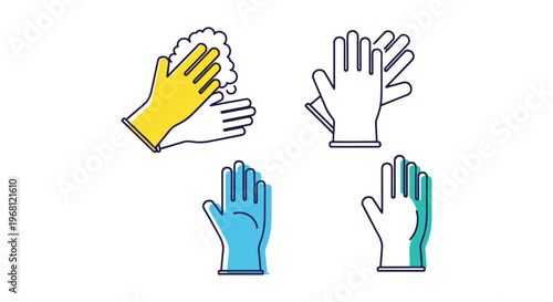 Dishwashing Gloves Line art creative minimal shapes illustration