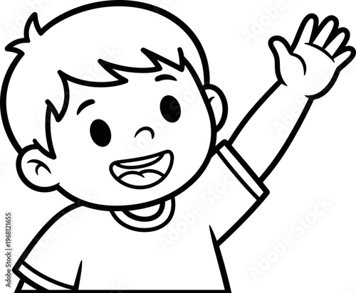 Smiling Boy Waving His Hand 1.