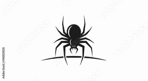 Stylized black spider silhouette against a white background