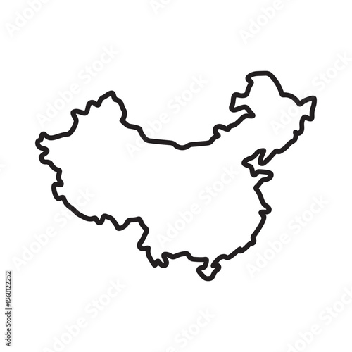 Simple black outline depicting the geographical shape of the country of china