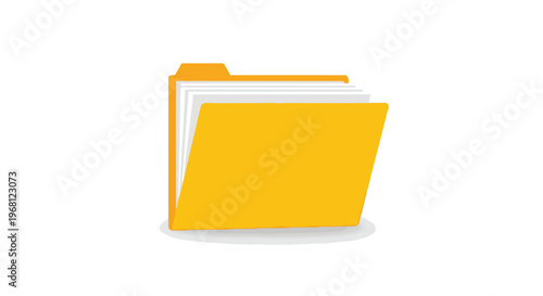 Yellow open folder graphic signifying organized documents, efficient data management, secure information storage, modern administrative tasks,