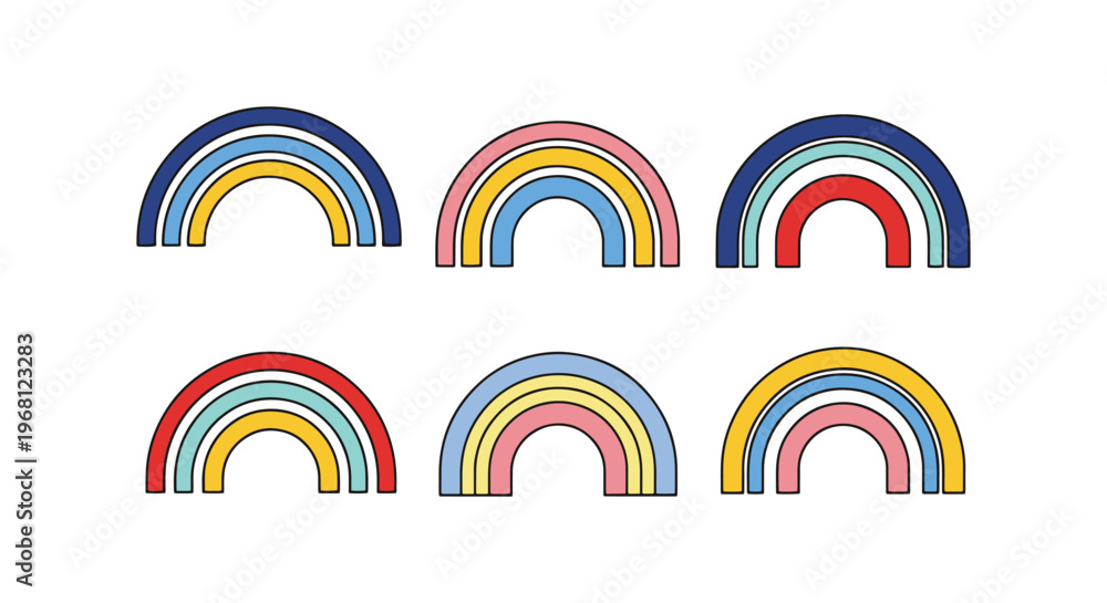 Obraz premium Double Rainbow Line art vector abstract colorful shapes