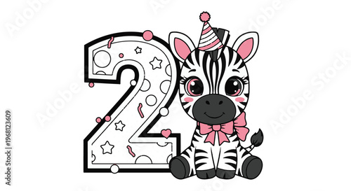 Zebra Celebrates Second Birthday with Number Two Design