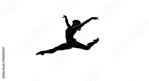 Silhouette of a female dancer performing a graceful leap.