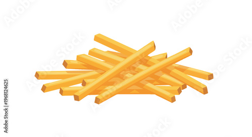 A vibrant illustration showcasing a delightful pile of golden-brown potato sticks crispy and ready to savor representing a classic fast food treat
