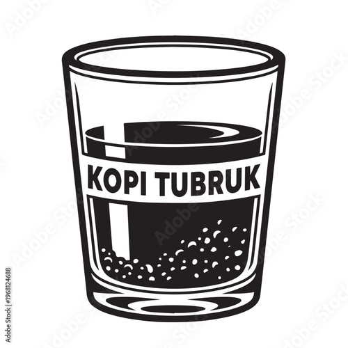 Kopi Tubruk Drink Illustration Black and White Graphic