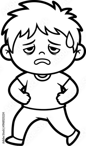 Angry Boy Cartoon Character Portrait.