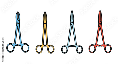 Dressing Forceps Line art simple color pattern illustration