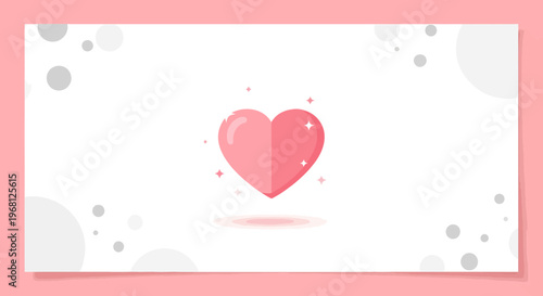 Pink Heart Icon with Sparkles on White Background - Love and Romance Graphic