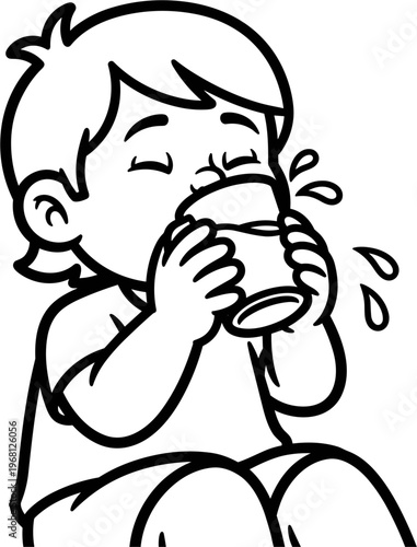 Child drinking from a cup.
