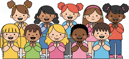 Diverse group of happy young girls.