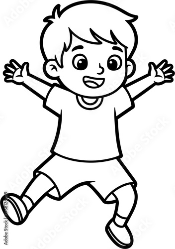 Happy little boy jumping with arms out 1.