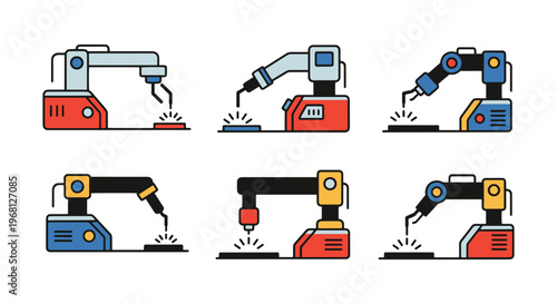 Automated Welder Line art abstract minimal modern illustration