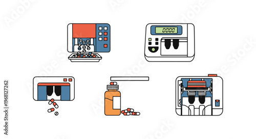 Automatic Pill Counter Line creative abstract vector