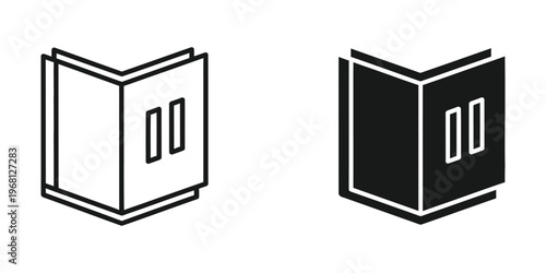 Isometric depiction of an open book with contrasting color schemes for visual emphasis
