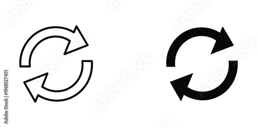Two contrasting circular arrow symbols indicating different styles of recycling or process flow