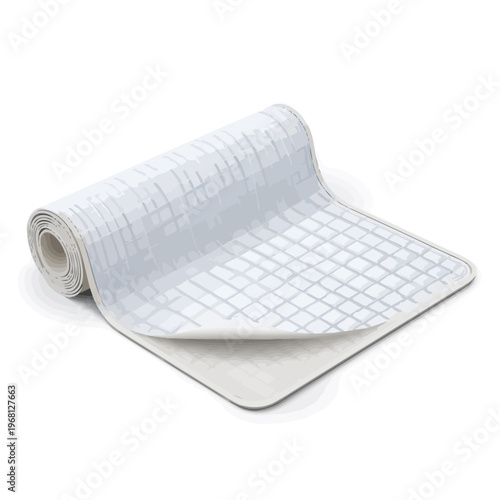 Rolled absorbent kitchen drying mat with grid pattern