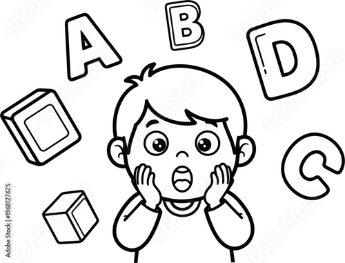 Surprised child with hands on face.