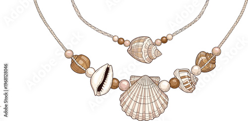 Delicate Shell and Bead Necklace with Natural Tones for Bohemian, Beach, and Nature-Inspired Jewelry
