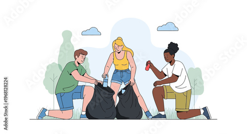 Diverse People Cleaning Park - Environmental Volunteering and Community Action