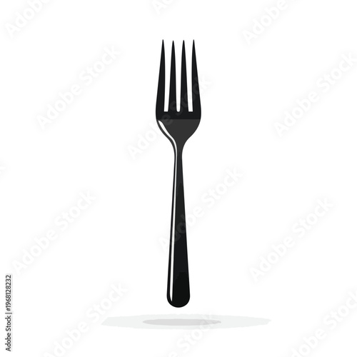 Sleek Black Dinner Fork Isolated on Transparent Background