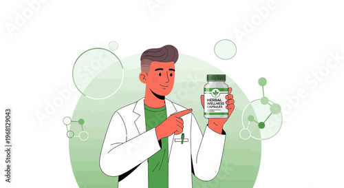 Doctor Presenting Herbal Wellness Capsules for Natural Health and Medicine