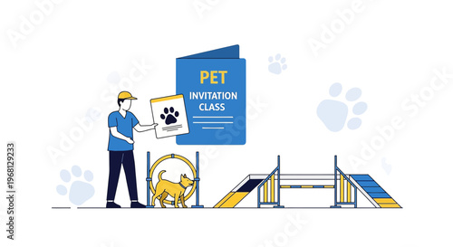 Dog Agility Training Class Invitation and Equipment Illustration