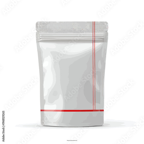 White Standup Zipper Pouch with Red Stripes