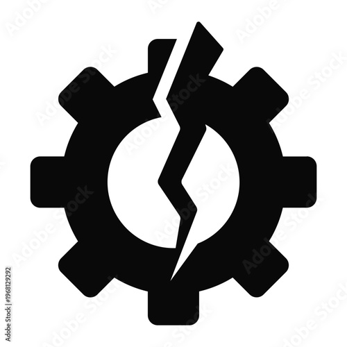 A broken gear wheel shows the war effect on industry