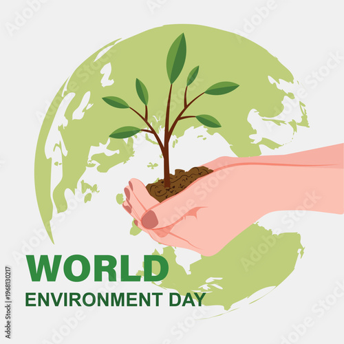 world environment day celebration. save planet earth concept. world environment Day In the hands of trees growing seedlings. vector illustration