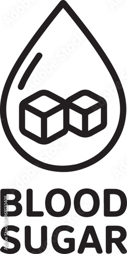 Simple flat design blood sugar monitoring icon isolated on transparent background