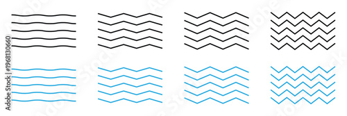 Wave line and wavy zigzag lines. Black underlines wavy curve zig zag line pattern in abstract style. Vector Illustration . EPS 10 .
