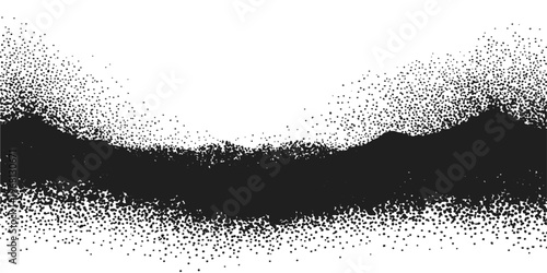 Abstract a stunning artistic illustration showcases the beauty and power of mountains in black. The stark contrast between the mountain range and the background creates a visually captivating image.