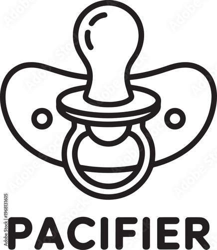 Simple line art illustration of a pacifier for baby care products design
