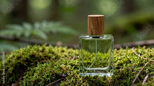 a bottle, moss on the grass