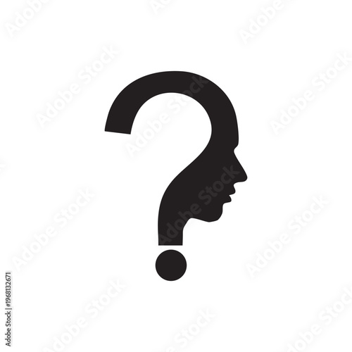 Illustration of a question mark combined with a human head.