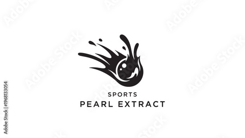 A minimalist sports logo featuring a stylized pearl extract design in black on a white background, ideal for branding, marketing, and advertising materials in the sports industry.