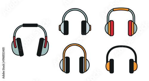 Ear Muffs Line art vector set abstract minimal graphic