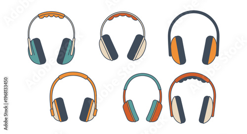Ear Muffs Line art vector set modern clean abstract