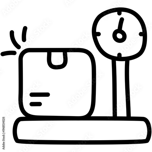 Conceptual linear style icon of parcel weighing