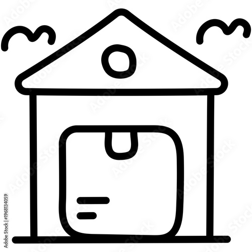 linear style icon of warehouse