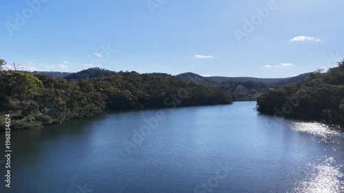 Drone lake forest beautiful sun