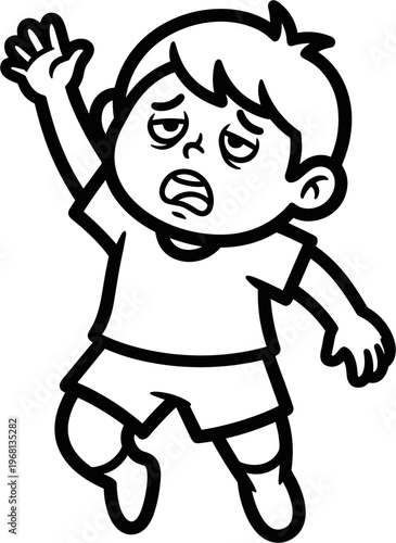 Angry child with raised hand shouting.