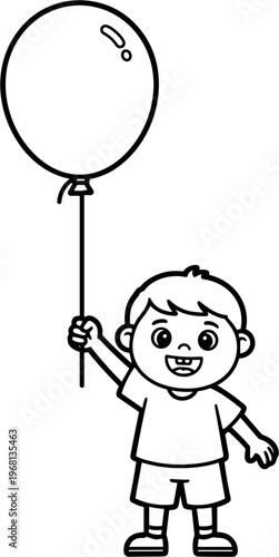 Boy Holding a Big Balloon High.