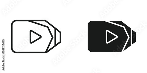 Two contrasting play button icons with different color schemes on a white background
