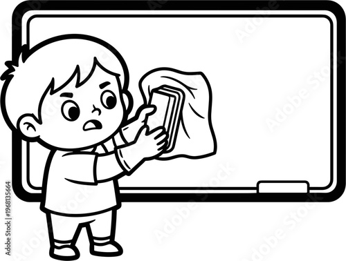 Boy holding smartphone in hand standing.