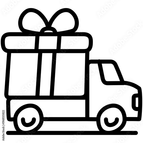 A trendy style icon of present delivery truck